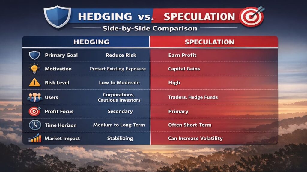 Hedging vs. Speculation: Side - by - Side Comparison   